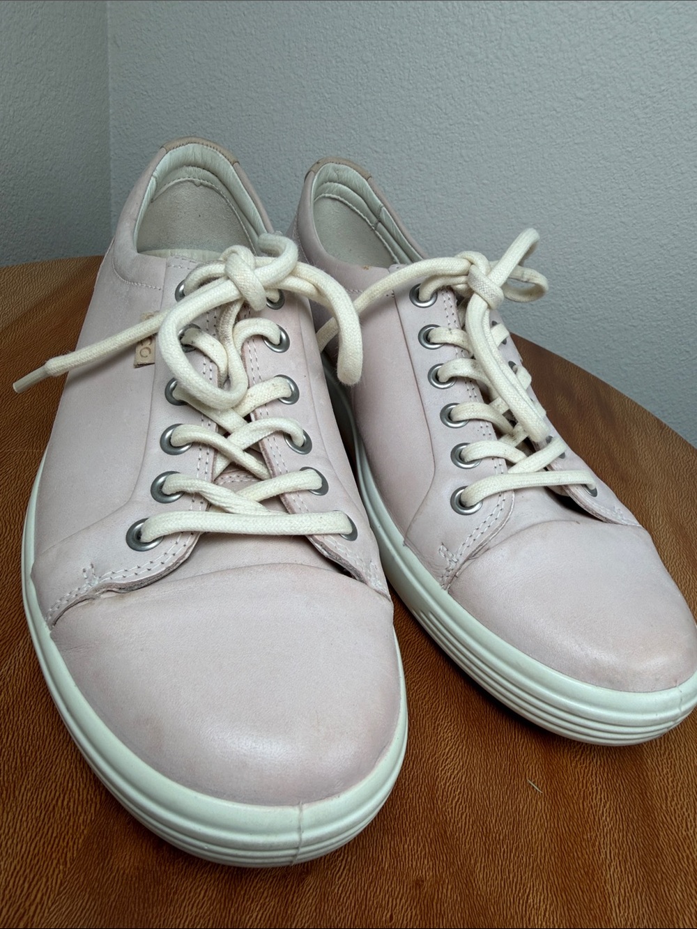 ECCO Soft 7 Leather Shoes Sneakers Rose Leather Pale Pink Women’s Size 9US - Picture 6 of 12